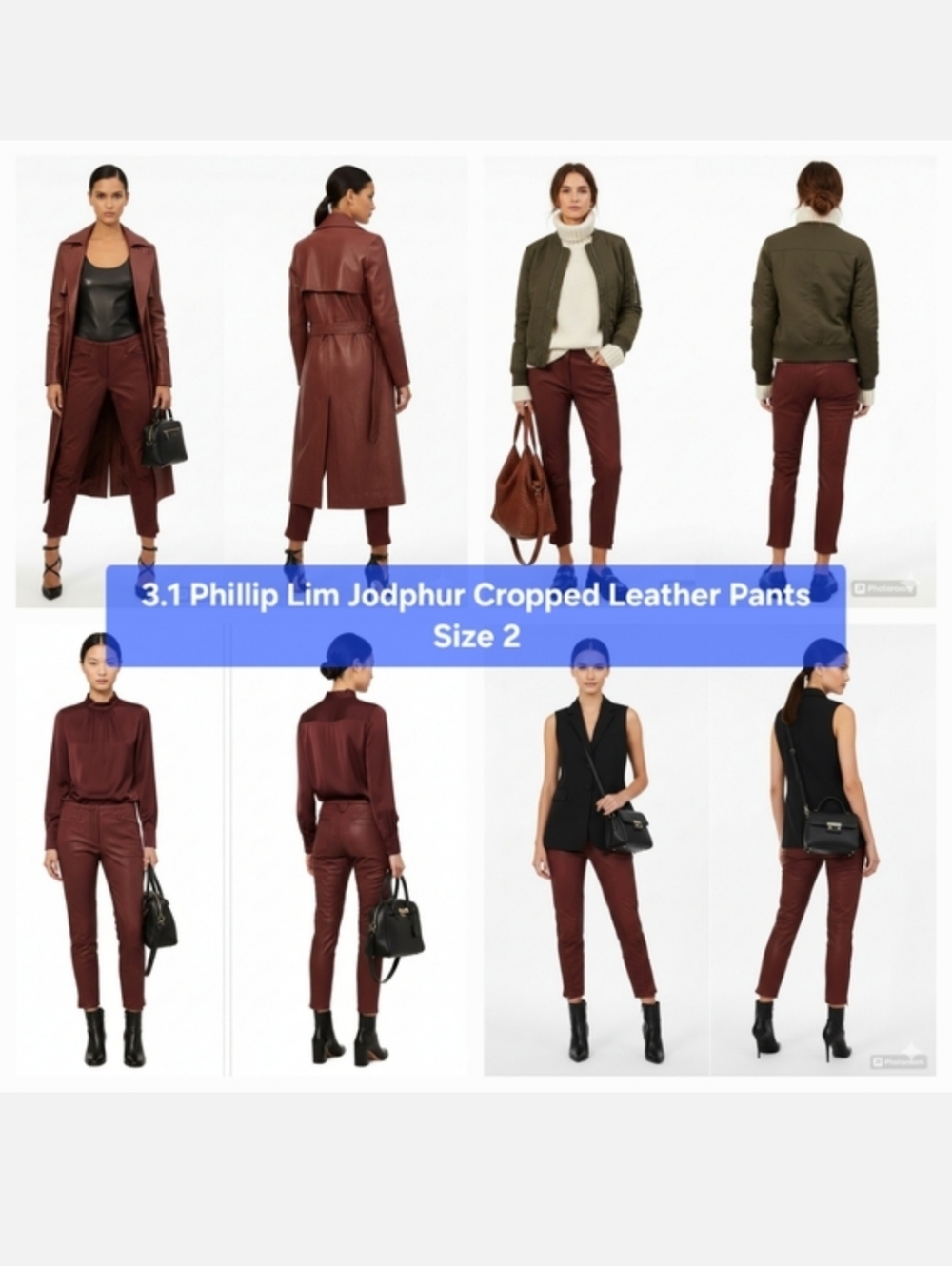 3.1 Phillip Lim Jodphur Cropped Leather Pants Size 2